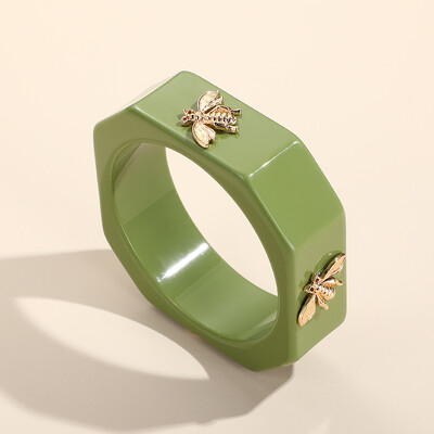 GuanLong többszínű Bee akril divatos karkötők nőknek geometrikus, luxus négyzet alakú indiai karkötők tervezői bájjal