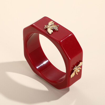 GuanLong többszínű Bee akril divatos karkötők nőknek geometrikus, luxus négyzet alakú indiai karkötők tervezői bájjal