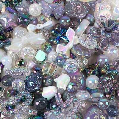 UV bevonatú vegyes stílusú átlátszó akril gyöngyök színes masni virág medve gyöngyök ékszerkészítéshez nyaklánc kézműves barkács kiegészítők