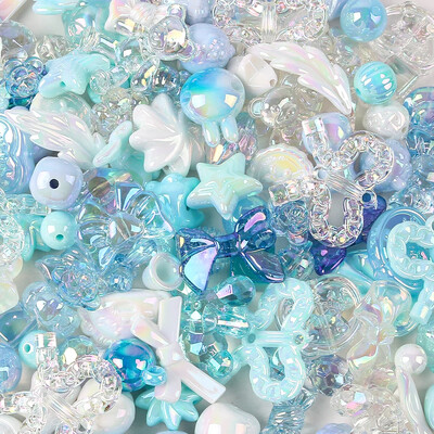 UV bevonatú vegyes stílusú átlátszó akril gyöngyök színes masni virág medve gyöngyök ékszerkészítéshez nyaklánc kézműves barkács kiegészítők