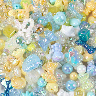 UV bevonatú vegyes stílusú átlátszó akril gyöngyök színes masni virág medve gyöngyök ékszerkészítéshez nyaklánc kézműves barkács kiegészítők