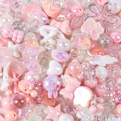 UV bevonatú vegyes stílusú átlátszó akril gyöngyök színes masni virág medve gyöngyök ékszerkészítéshez nyaklánc kézműves barkács kiegészítők