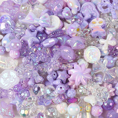 UV bevonatú vegyes stílusú átlátszó akril gyöngyök színes masni virág medve gyöngyök ékszerkészítéshez nyaklánc kézműves barkács kiegészítők