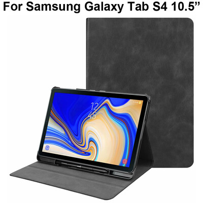 Samsung Galaxy Tab S4 10.5 futrālim ar skārienpildspalvas slotu TabS4 SM-T830 SM-T835 10,5 collu vāciņa korpuss ar zīmuļa turētāja aizsargu