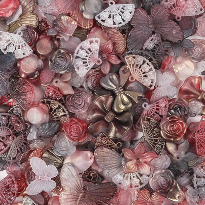 Akrilo mišrūs karoliukai matiniai lapai gėlės drugelių karoliukai papuošalai radiniai Apyrankės „pasidaryk pats“ apyrankės tarpinės karoliukai papuošalų kūrimas