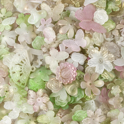 Akrilo mišrūs karoliukai matiniai lapai gėlės drugelių karoliukai papuošalai radiniai Apyrankės „pasidaryk pats“ apyrankės tarpinės karoliukai papuošalų kūrimas