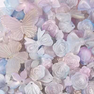 Akrilo mišrūs karoliukai matiniai lapai gėlės drugelių karoliukai papuošalai radiniai Apyrankės „pasidaryk pats“ apyrankės tarpinės karoliukai papuošalų kūrimas