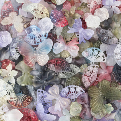 Akrilo mišrūs karoliukai matiniai lapai gėlės drugelių karoliukai papuošalai radiniai Apyrankės „pasidaryk pats“ apyrankės tarpinės karoliukai papuošalų kūrimas