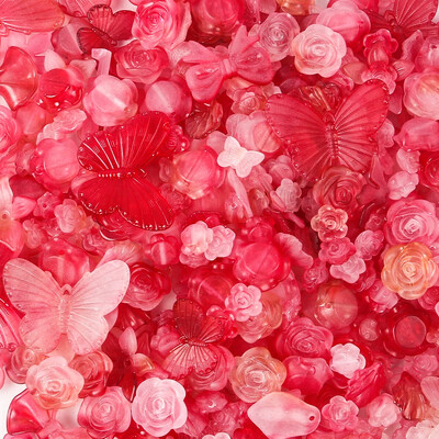 Akrilo mišrūs karoliukai matiniai lapai gėlės drugelių karoliukai papuošalai radiniai Apyrankės „pasidaryk pats“ apyrankės tarpinės karoliukai papuošalų kūrimas