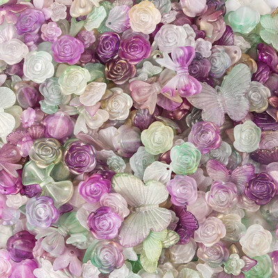 Akrilo mišrūs karoliukai matiniai lapai gėlės drugelių karoliukai papuošalai radiniai Apyrankės „pasidaryk pats“ apyrankės tarpinės karoliukai papuošalų kūrimas