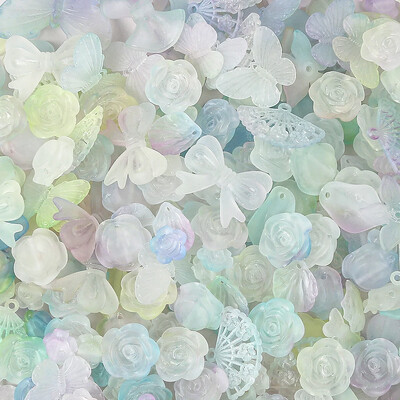 Akrilo mišrūs karoliukai matiniai lapai gėlės drugelių karoliukai papuošalai radiniai Apyrankės „pasidaryk pats“ apyrankės tarpinės karoliukai papuošalų kūrimas