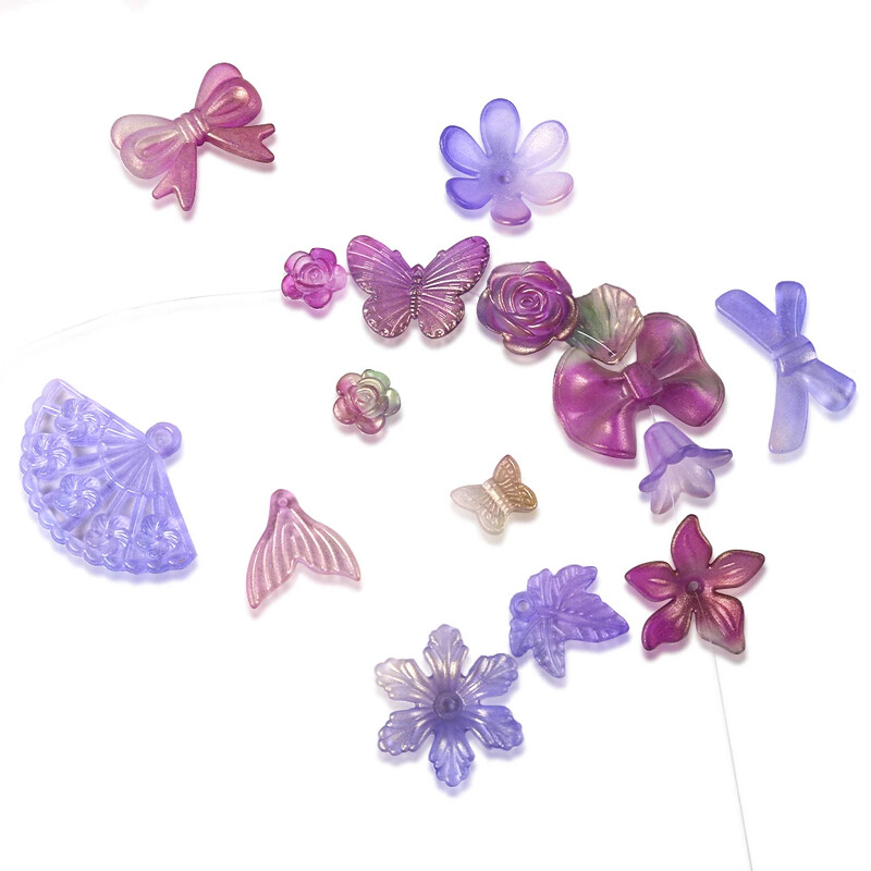 Akrilo mišrūs karoliukai matiniai lapai gėlės drugelių karoliukai papuošalai radiniai Apyrankės „pasidaryk pats“ apyrankės tarpinės karoliukai papuošalų kūrimas