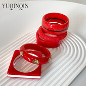 Nove moderne narukvice od crvene smole za žene, slatka narukvica s geometrijskim kvadratnim dizajnom, narukvica s šarmom za djevojke, modni nakit za vjenčanja