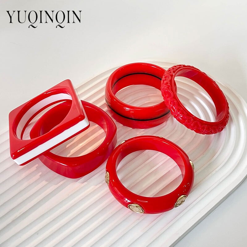 Nove moderne narukvice od crvene smole za žene, slatka narukvica s geometrijskim kvadratnim dizajnom, narukvica s šarmom za djevojke, modni nakit za vjenčanja