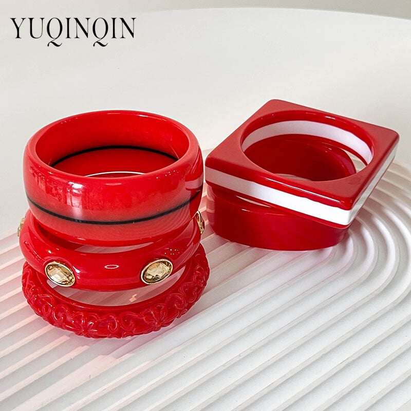 Nove moderne narukvice od crvene smole za žene, slatka narukvica s geometrijskim kvadratnim dizajnom, narukvica s šarmom za djevojke, modni nakit za vjenčanja