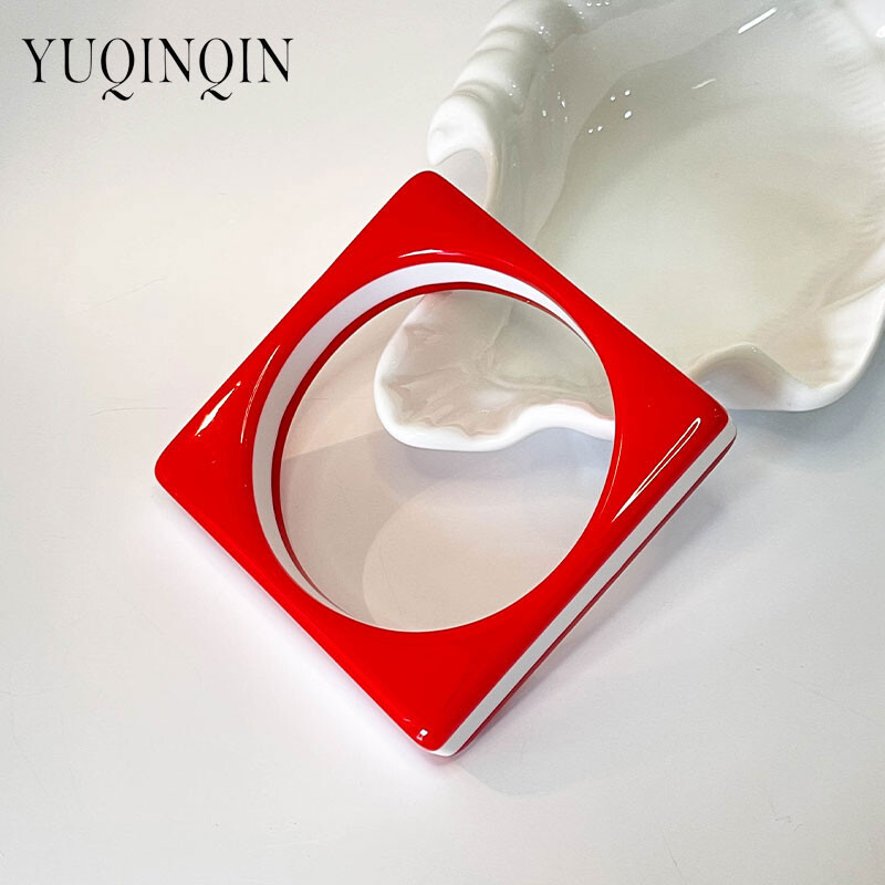 Nove moderne narukvice od crvene smole za žene, slatka narukvica s geometrijskim kvadratnim dizajnom, narukvica s šarmom za djevojke, modni nakit za vjenčanja