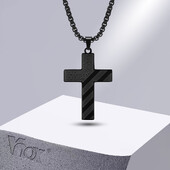 Vnox American Flag Cross kulonu kaklarota vīriešiem, trekns ASV karoga tekstūras kulons, melnas nerūsējošā tērauda ticības rotaslietas