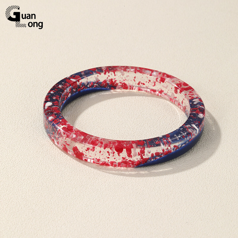GuanLong μοντέρνα πολύχρωμα μανσέτα από ρητίνη βραχιόλια για γυναίκες Λεπτά γεωμετρικά στρογγυλά βραχιόλια βραχιόλια για κορίτσια Χέρι μόδας κοσμήματα δώρο