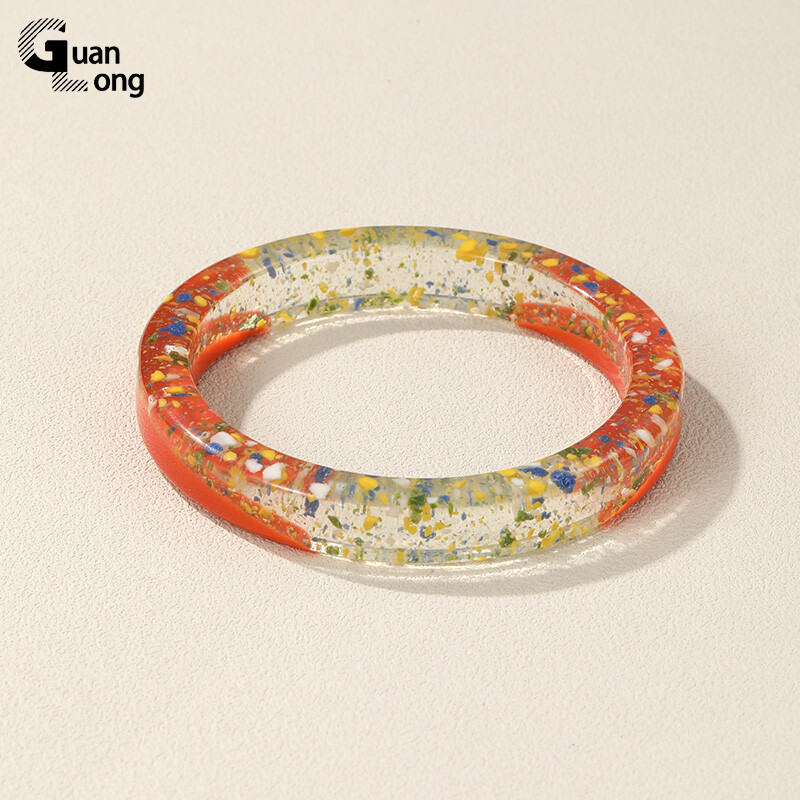 GuanLong μοντέρνα πολύχρωμα μανσέτα από ρητίνη βραχιόλια για γυναίκες Λεπτά γεωμετρικά στρογγυλά βραχιόλια βραχιόλια για κορίτσια Χέρι μόδας κοσμήματα δώρο