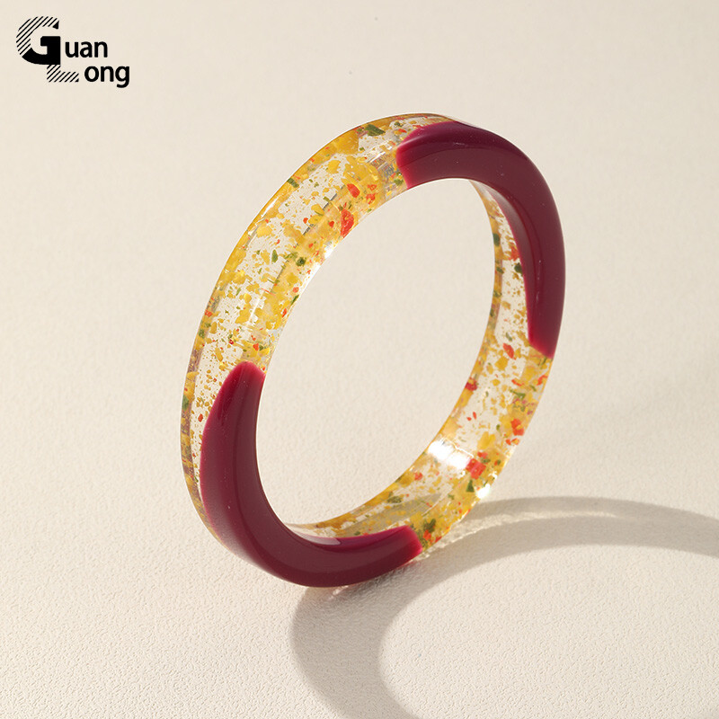 GuanLong μοντέρνα πολύχρωμα μανσέτα από ρητίνη βραχιόλια για γυναίκες Λεπτά γεωμετρικά στρογγυλά βραχιόλια βραχιόλια για κορίτσια Χέρι μόδας κοσμήματα δώρο