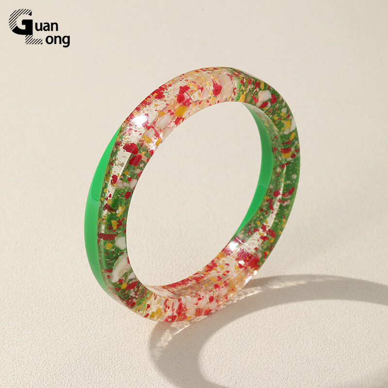 GuanLong μοντέρνα πολύχρωμα μανσέτα από ρητίνη βραχιόλια για γυναίκες Λεπτά γεωμετρικά στρογγυλά βραχιόλια βραχιόλια για κορίτσια Χέρι μόδας κοσμήματα δώρο