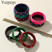 Naujos vintažinės dervos krištolinės apyrankės moterims korėjietiškos geometrinės plačios apvalios rankogalių apyrankės, žavios, madingos auksinės spalvos papuošalai