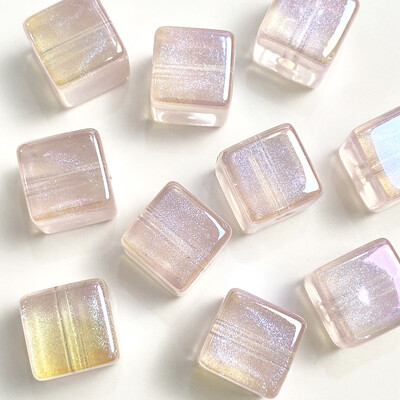 14 mm-es napfény, színes galvanizált UV-Scallion rózsaszín sellő négyzet gyöngy Barkácsolás mobiltelefon lánc gyöngy anyag tartozékok