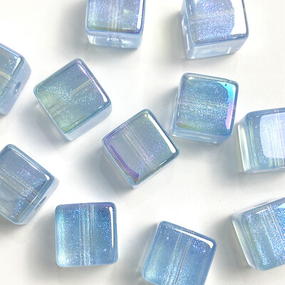 14 mm-es napfény, színes galvanizált UV-Scallion rózsaszín sellő négyzet gyöngy Barkácsolás mobiltelefon lánc gyöngy anyag tartozékok