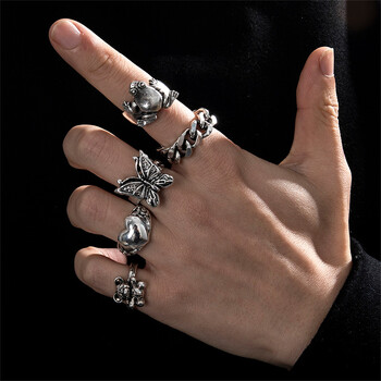 2023 Gothic Skeleton Unisex Set Ring Punk Grunge Butterfly Frog Γυναίκα Άνδρας Κοσμήματα Hip Hop Party Δαχτυλίδι Δαχτυλίδι Αξεσουάρ Νέο δώρο