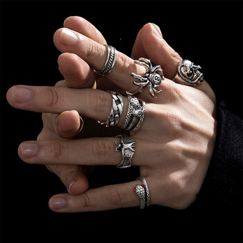 2023 Gothic Skeleton Unisex Set Ring Punk Grunge Butterfly Frog Γυναίκα Άνδρας Κοσμήματα Hip Hop Party Δαχτυλίδι Δαχτυλίδι Αξεσουάρ Νέο δώρο