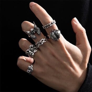 2023 Gothic Skeleton Unisex Set Ring Punk Grunge Butterfly Frog Γυναίκα Άνδρας Κοσμήματα Hip Hop Party Δαχτυλίδι Δαχτυλίδι Αξεσουάρ Νέο δώρο