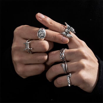 2023 Gothic Skeleton Unisex Set Ring Punk Grunge Butterfly Frog Γυναίκα Άνδρας Κοσμήματα Hip Hop Party Δαχτυλίδι Δαχτυλίδι Αξεσουάρ Νέο δώρο