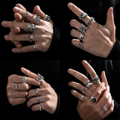 2023 Gothic Skeleton Unisex Set Ring Punk Grunge Butterfly Frog Γυναίκα Άνδρας Κοσμήματα Hip Hop Party Δαχτυλίδι Δαχτυλίδι Αξεσουάρ Νέο δώρο