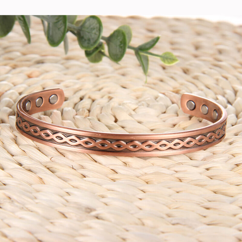 Bakrena narukvica s ugraviranom ribom, 99,99% čisti bakar, magnetska zdravstvena energetska narukvica s podesivom veličinom od 3500 Gaussa