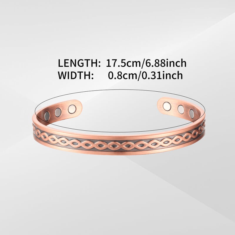 Bakrena narukvica s ugraviranom ribom, 99,99% čisti bakar, magnetska zdravstvena energetska narukvica s podesivom veličinom od 3500 Gaussa