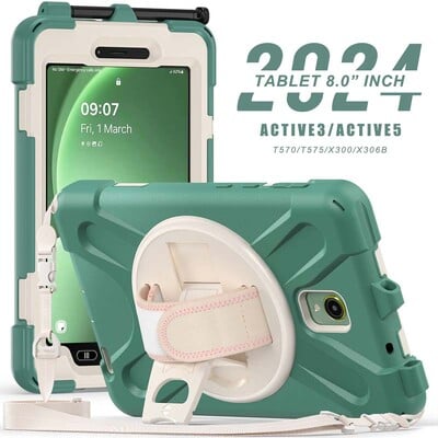 Husa rezistenta la socuri pentru Samsung Galaxy Tab Active5 SM-X300 X306B Active3 T570 T575 Husa Active 5 3 8.0 suport cu curea de umar