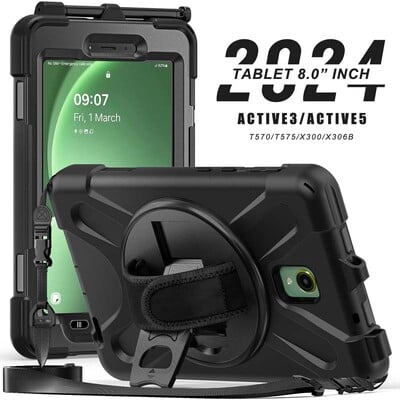 Husa rezistenta la socuri pentru Samsung Galaxy Tab Active5 SM-X300 X306B Active3 T570 T575 Husa Active 5 3 8.0 suport cu curea de umar