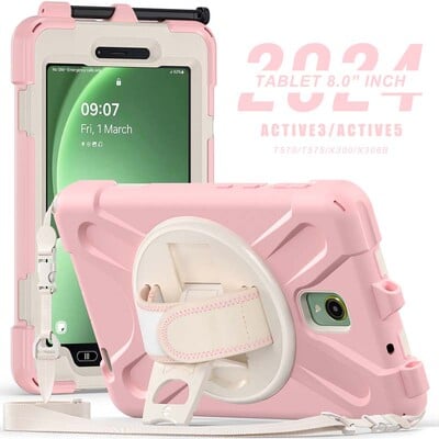 Husa rezistenta la socuri pentru Samsung Galaxy Tab Active5 SM-X300 X306B Active3 T570 T575 Husa Active 5 3 8.0 suport cu curea de umar