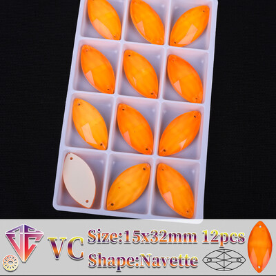 VC neon fluoreszkáló lószem varrni strasszra Navette varrás gyémánt üveg gyémánt lapos hátú barkács kiegészítők esküvő