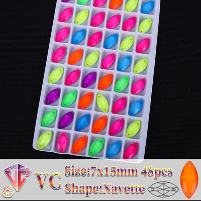 VC neon fluoreszkáló lószem varrni strasszra Navette varrás gyémánt üveg gyémánt lapos hátú barkács kiegészítők esküvő