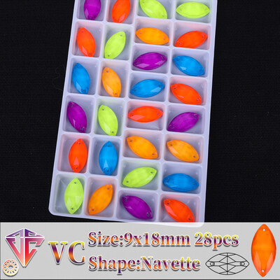 VC neon fluoreszkáló lószem varrni strasszra Navette varrás gyémánt üveg gyémánt lapos hátú barkács kiegészítők esküvő