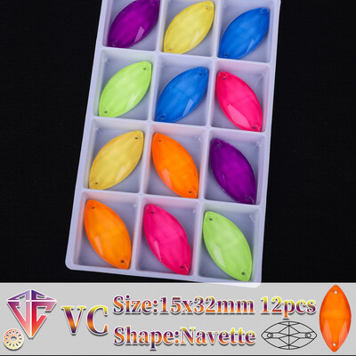 VC neon fluoreszkáló lószem varrni strasszra Navette varrás gyémánt üveg gyémánt lapos hátú barkács kiegészítők esküvő