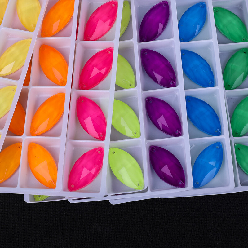 VC neon fluoreszkáló lószem varrni strasszra Navette varrás gyémánt üveg gyémánt lapos hátú barkács kiegészítők esküvő