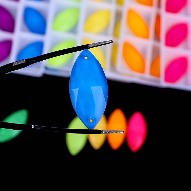 VC neon fluoreszkáló lószem varrni strasszra Navette varrás gyémánt üveg gyémánt lapos hátú barkács kiegészítők esküvő