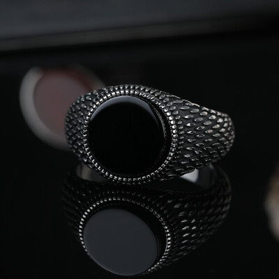 Vintage férfi gyűrű türkiz kő punk fekete színű gyűrű férfi rozsdamentes acél gyűrű bijoux Aneis ékszer ajándék gyári nagykereskedelem
