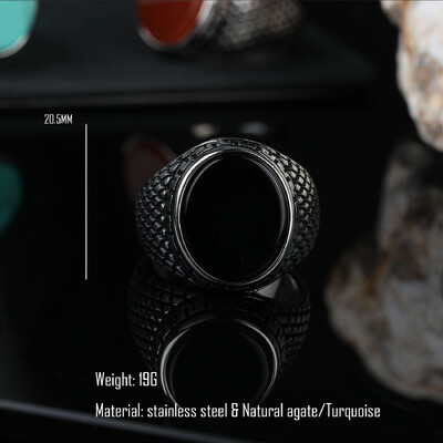 Vintage muški prsten Tirkizni kamen Punk Prsten crne boje Muški prsten od nehrđajućeg čelika Bijoux Aneis Tvornica poklona za nakit na veliko