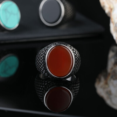 Vintage muški prsten Tirkizni kamen Punk Prsten crne boje Muški prsten od nehrđajućeg čelika Bijoux Aneis Tvornica poklona za nakit na veliko