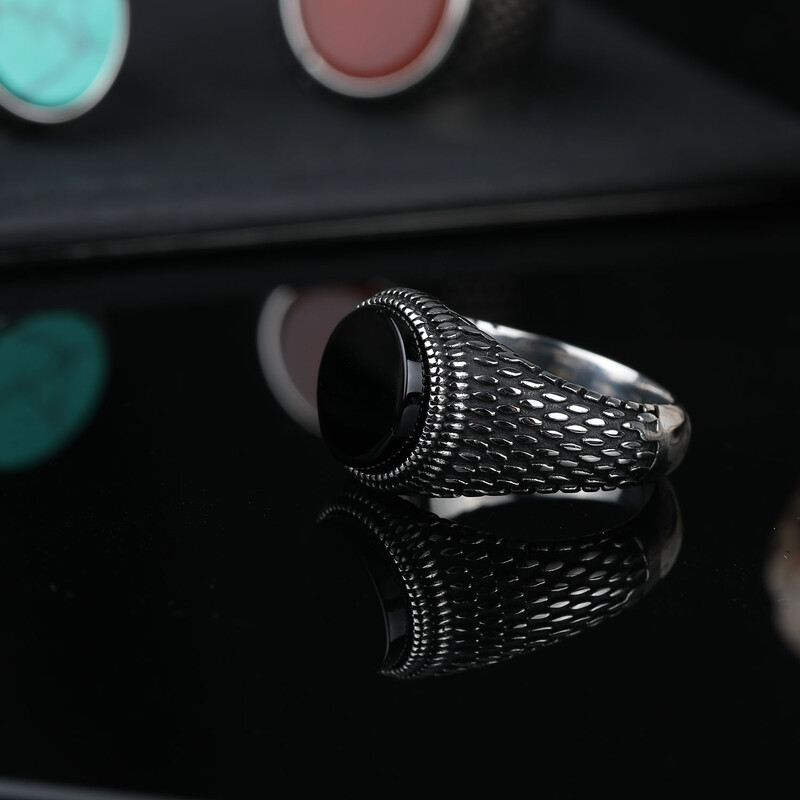 Vintage muški prsten Tirkizni kamen Punk Prsten crne boje Muški prsten od nehrđajućeg čelika Bijoux Aneis Tvornica poklona za nakit na veliko