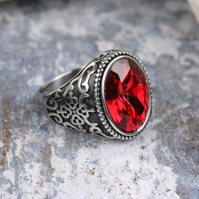 Jauki, smags modes sarkana akmens kristāla melni pirkstu gredzeni vīriešiem sievietēm gotiskā panka kāzu ballīte rotaslietas rūpnīcas tirdzniecības vieta vairumtirdzniecība