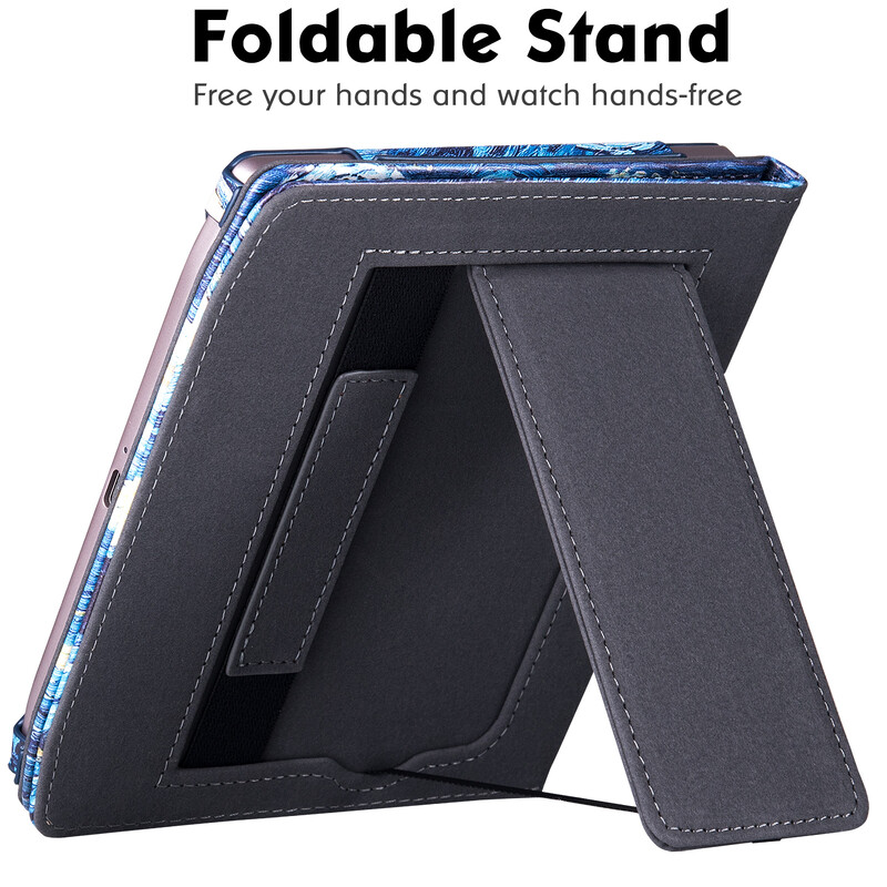 Husă cu suport pentru e-Reader Pocketbook 700 Era/Era Color - Husă de protecție premium din piele PU cu curea de mână și trezire automată a somnului